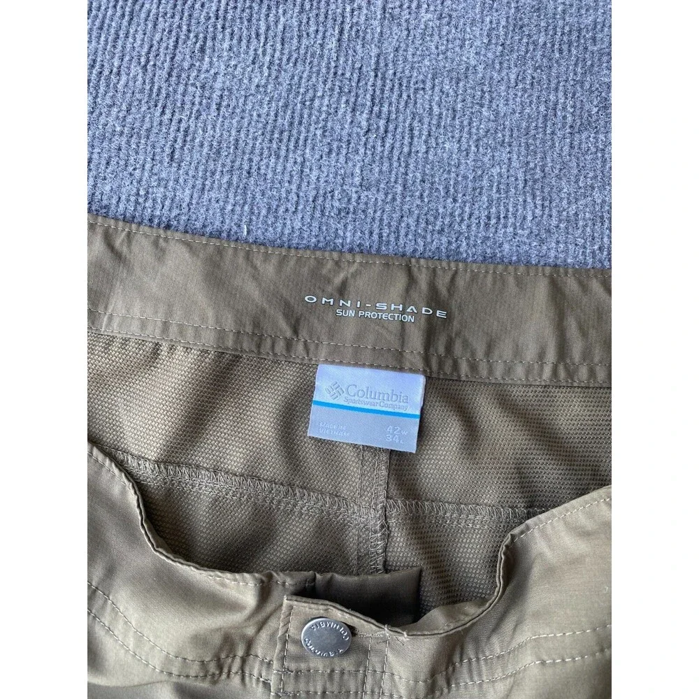 Columbia Mens Convertible Pants 43x34 brown khaki omni-shade sun protection Tusk